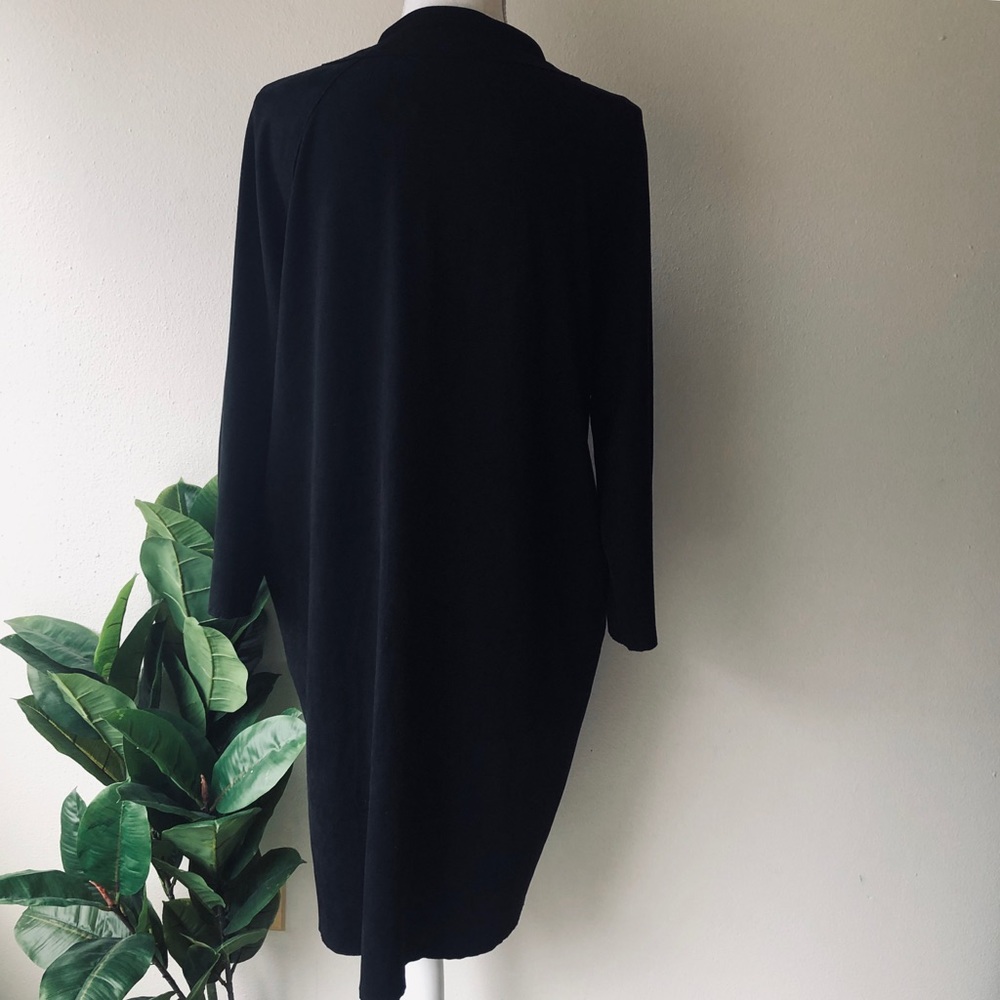 LAST ONE! Longline Collared Suede-like Cardigan - Picture 7 of 8